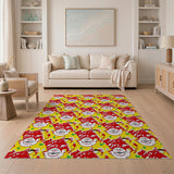Vibrant Laughing Buddha Cartoon Area Rug