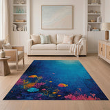 Vibrant Deep Sea Coral Reef Fish Area Rug