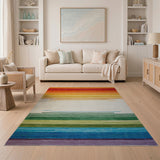Vibrant Geometric Modern Vibrant Rainbow Stripe Area Rug