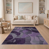 Geometric Modern Purple Purple Grey Abstract Geometric Area Rug