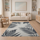 Black Palm Frond Coastal Area Rug