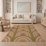 Layered Arch Brown Tan Area Rug
