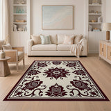 Intricate Maroon Floral Medallion Rug