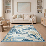 Blue Coastal Seashell Area Rug