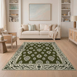 Ornate Green Paisley Persian Area Rug