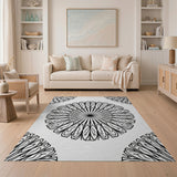 Black and White Geometric Modern Intricate Black White Mandala Area Rug