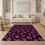 Vibrant Pink Geometric Abstract Pink Area Rug