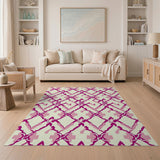 Pink Geometric Trellis Area Rug