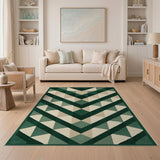 Geometric Modern Emerald Green Geometric Triangle Area Rug
