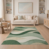 Abstract Green Wave Area Rug