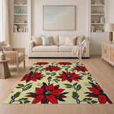 Red Poinsettia Floral Area Rug