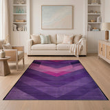 Purple Chevron Geometric Area Rug