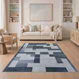 Grey Geometric Modern Modern Grey Geometric Block Area Rug