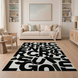 Brutal Enforce Geometric Black White Area Rug