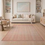 Modern Peach Grid Geometric Area Rug