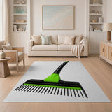 Green Black Rake Pattern Area Rug