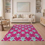 Geometric Modern Vibrant Pink Geometric Lattice Area Rug