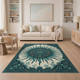 Teal Sun Mandala Persian Area Rug