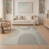 Neutral Abstract Overlapping Ovals Area Rug