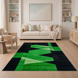 Modern Green Geometric Prism Area Rug