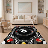 Black and White 8-Ball Geometric Area Rug