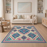 Multi-color and Patterns Teal Pink Persian Medallion Area Rug