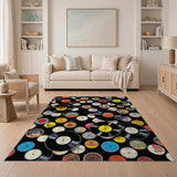 ODIKA Retro Vinyl Record Washable Area Rug - Non-Slip Low Pile Vintage Music Decor