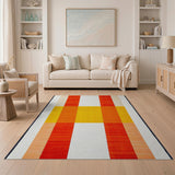 Bold H-Shaped Geometric Stripe Area Rug