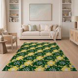 Geometric Snowflake Area Rug in Green Yellow