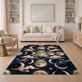 Golden Moon Phases and Stars Celestial Rug