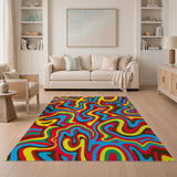 Vibrant Multi-color and Patterns Vibrant Multi-Color Wavy Abstract Area Rug