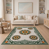 Orange Sunflower Medallion Persian Area Rug