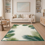 Coastal Palm Frond Beige Area Rug