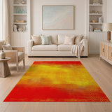Fiery Red-Yellow Gradient Distressed Area Rug