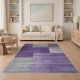 Geometric Modern Purple Grey Geometric Block Area Rug