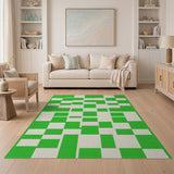 Geometric Modern Vibrant Green Geometric Block Area Rug