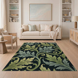 Art Nouveau Green Acanthus Leaf Area Rug