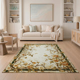 Vintage Floral Vine Border Area Rug