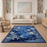Blue White Peony Landscape Area Rug