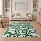Green Fluid Green Wave Abstract Area Rug