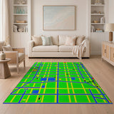 Pixelated City Grid Map Area Rug
