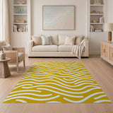 Sunny Yellow Wavy Lines Area Rug