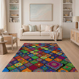 Boho Chic Vibrant Floral Lime Area Rug