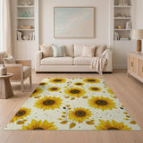 Floral Vintage Yellow Vibrant Yellow Sunflower Floral Area Rug