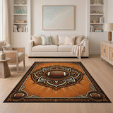 Ornate Football Mandala Area Rug