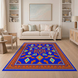 Blue Orange Geometric Southwestern Rug