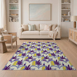 Purple Yellow Geometric Iris Leaf Area Rug