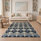 Navy Blue Arch Geometric Area Rug