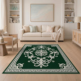Green Ornate Emerald Green Medallion Area Rug
