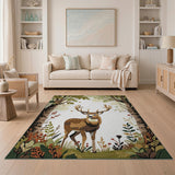 Majestic Deer in Forest Area Rug